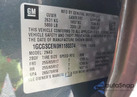 2017 Chevrolet Colorado Lt z USA, uszkodzony, nr VIN 1GCGSCEN0H1180374